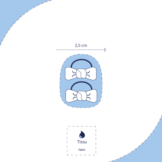 Small Elastics bows gaze pois or bleu baltique