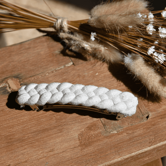 Plait hair slide  glitter linen
