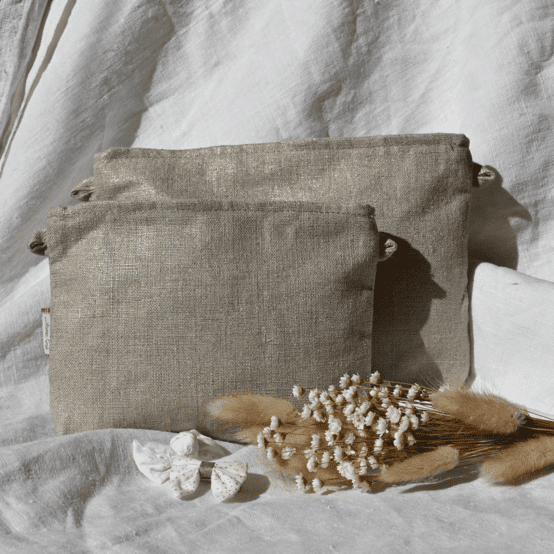 Tiny coton clutch bag golden linen