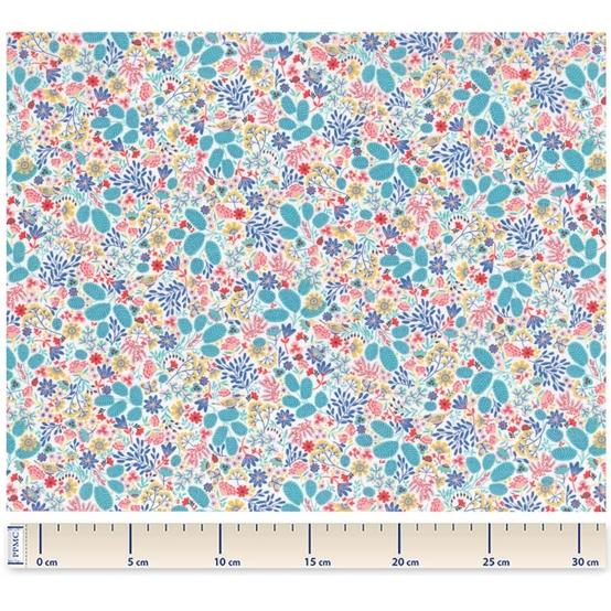 Cotton fabric champêtre bleuté