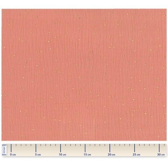 Cotton Fabric gaze pois or rose blush