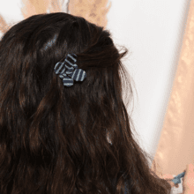 Butterfly hair clip striped silver dark blue