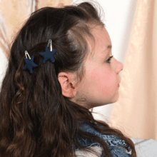 Star hair-clips navy blue