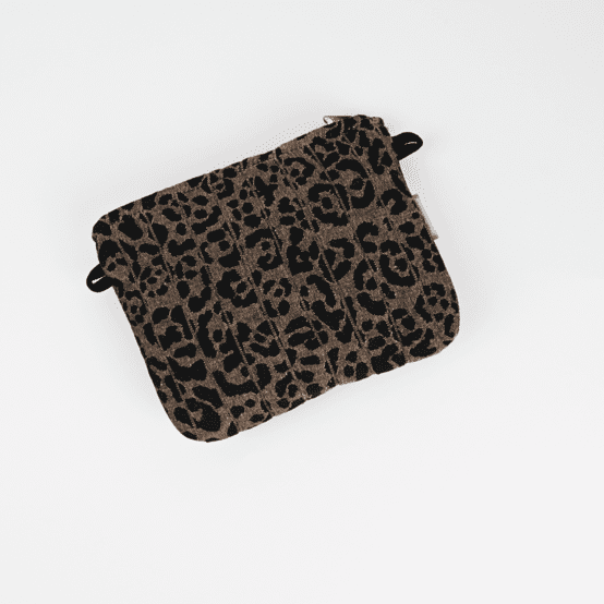 Tiny coton clutch bag mocha quilted leopard