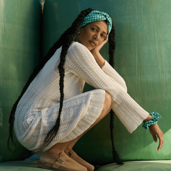 crossed headband green mint gingham