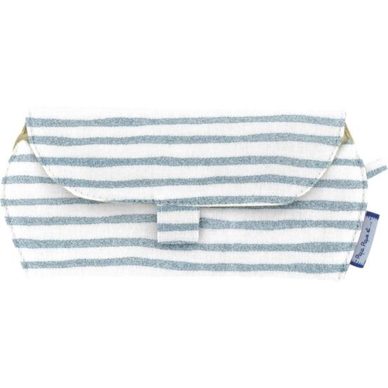 Glasses case striped blue gray glitter