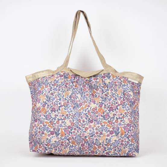 Pleated tote bag - Medium size comptine enchantée rose