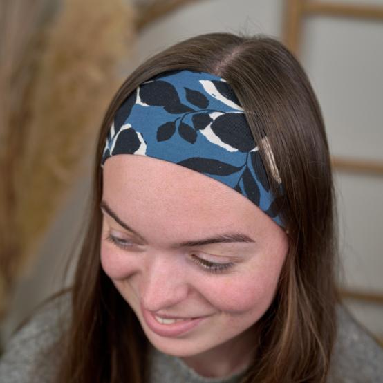 Stretch jersey headband  flower shadows
