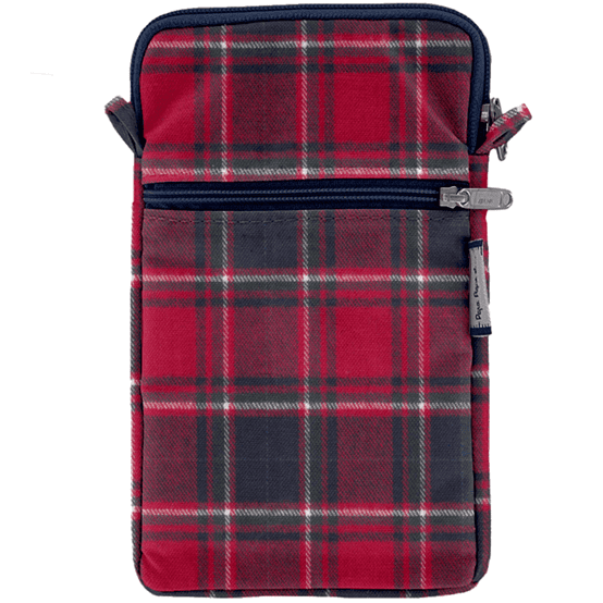 Quilted phone pocket tartan rouge