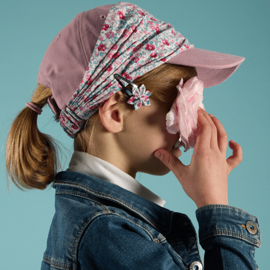 Star flower hairclip rose grenadine