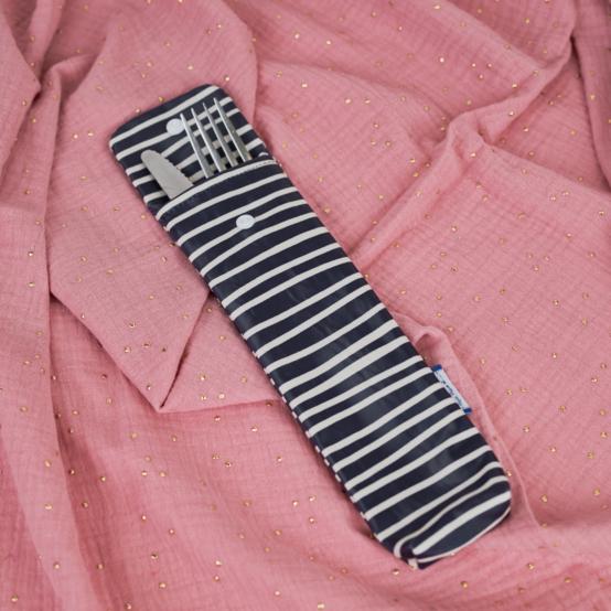 Toothbrush bag striped  ivory navy