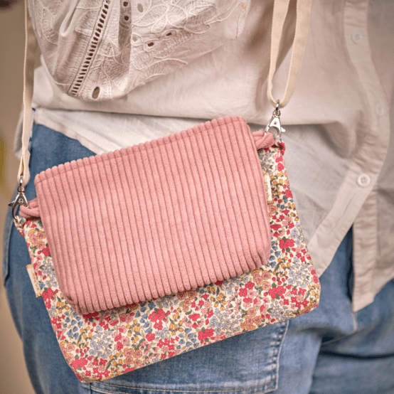 Tiny coton clutch bag blush pink corduroy