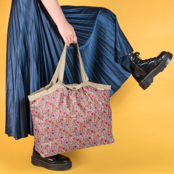 Pleated tote bag - Medium size porcelaine rosée