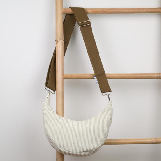 Half-moon bag white large corduroy