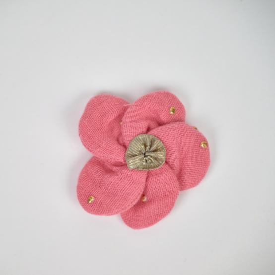 Flower petal hair slide small  gaze pois or rose sorbet