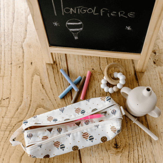 Double compartment school kit montgolfiere