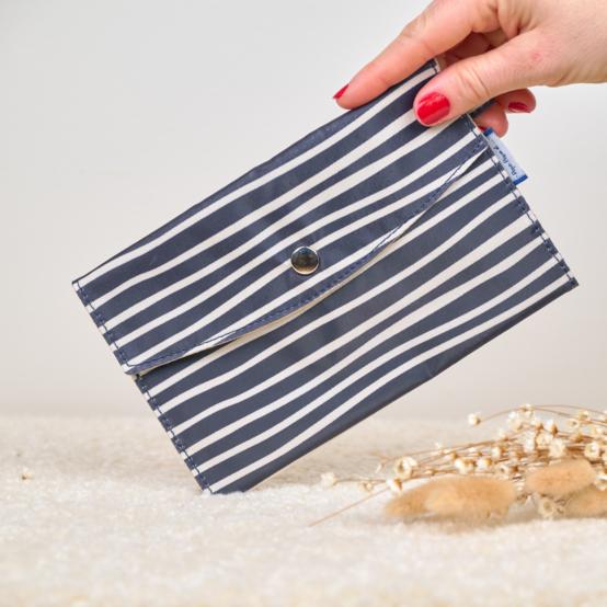Wallet striped  ivory navy