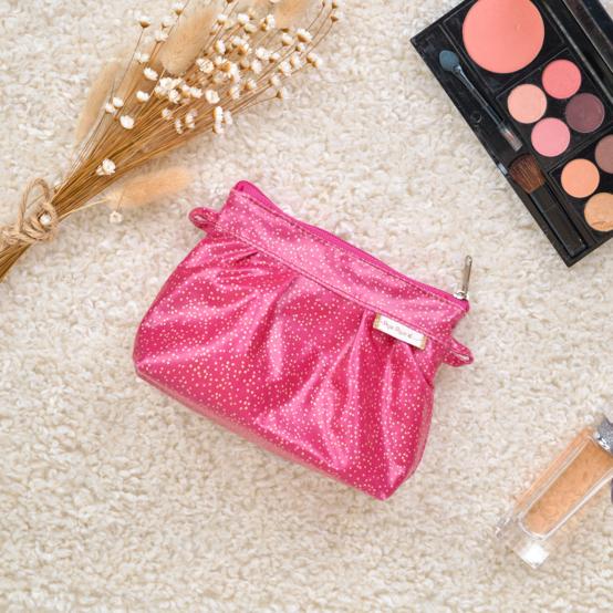 Mini Pleated clutch bag fuchsia pailleté