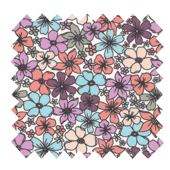 Cotton fabric ex2619 turquoise plum vintage flower