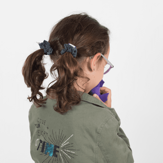 Mini Scrunchie striped silver dark blue