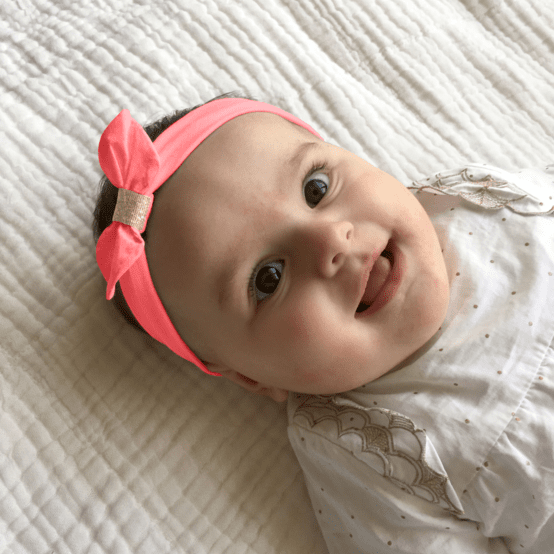 Jersey knit baby headband coral