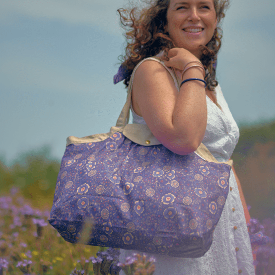 Pleated tote bag - Medium size lavandula