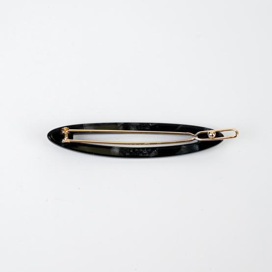 Side Oval Hair Clip pearl black