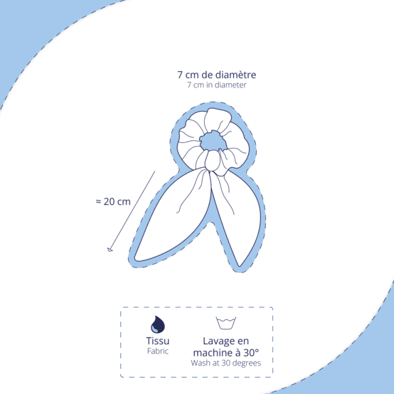 Short tail scrunchie starry white english embroidery 