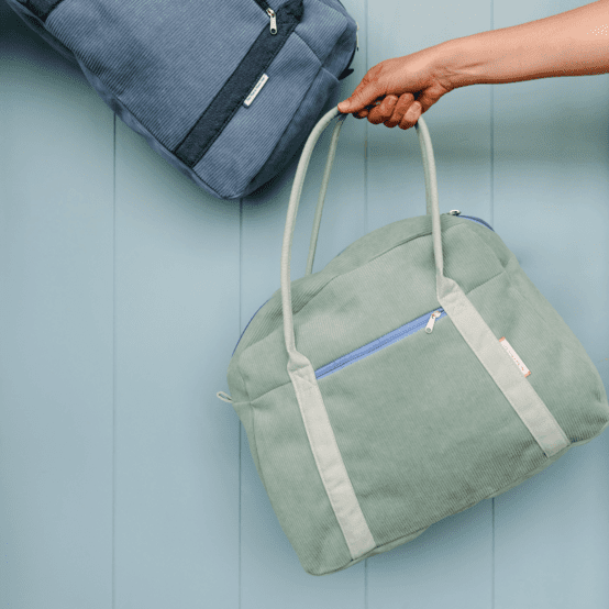 Bowling bag  velours côtelé vert lagon