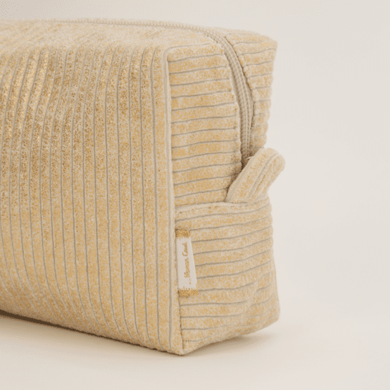 Rectangular toiletry bag gold large corduroy