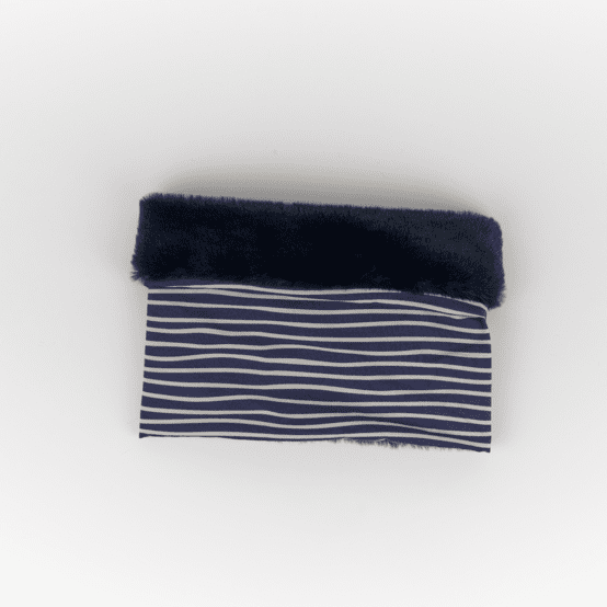 Children fur scarf snood striped  ivory navy