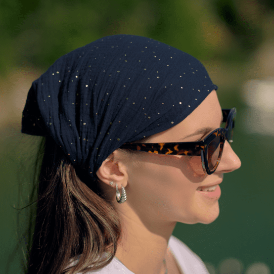 Headscarf headband- Adult size gaze pois or marine