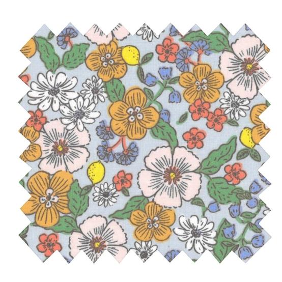 Cotton fabric ex2525 yellow green flowers and lemons