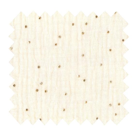 1 m fabric coupon gaze pois or écru