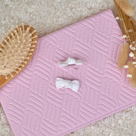 Small bows hair clips starry white english embroidery 