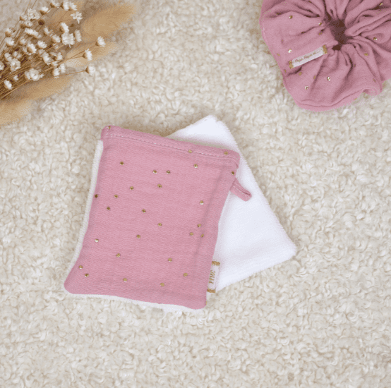 Make-up Remover Glove gaze pois or rose thé