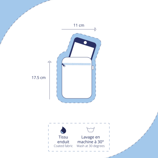 Quilted phone pocket azure blue corduroy