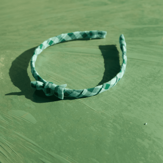 Thin headband green mint gingham