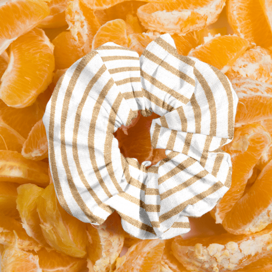 Scrunchie rayé or blanc