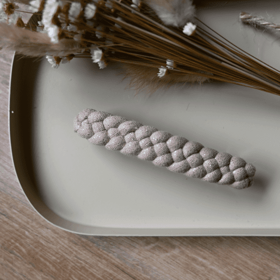 Plait hair slide gaze pailletée camel