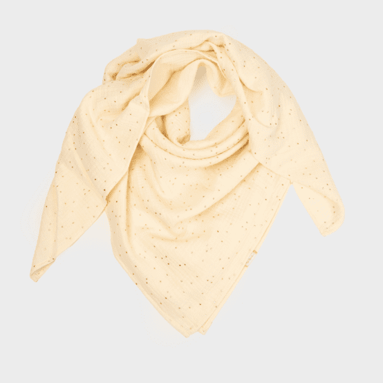 Large Scarf gaze pois or écru