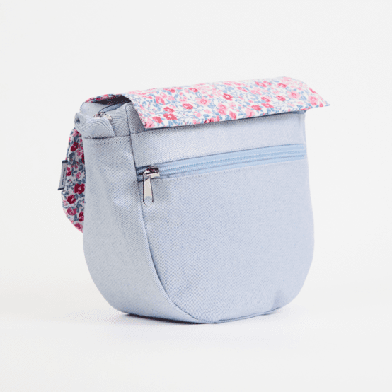 Base small bag without shoulder strap iridescent denim