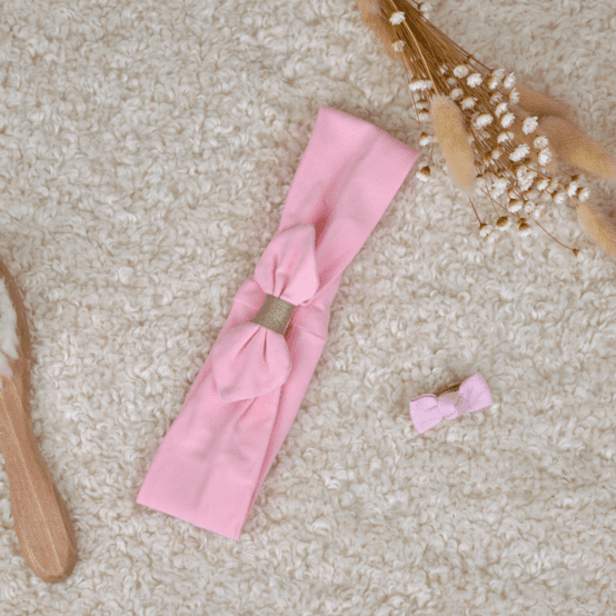 Jersey knit baby headband light pink