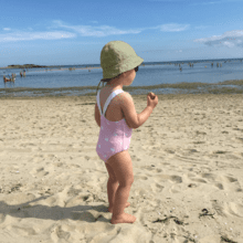 Sun Hat for baby almond green with golden dots gauze