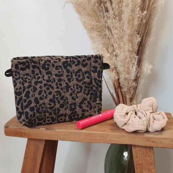Tiny coton clutch bag mocha quilted leopard