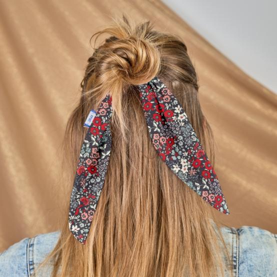 Short tail scrunchie jardin d'aurore