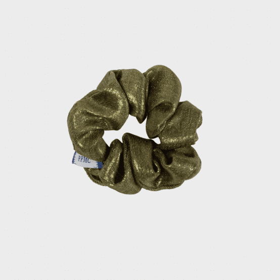 Small scrunchie olive lurex