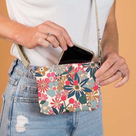 Tiny coton clutch bag cerise en fleur