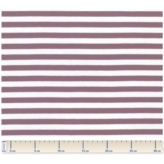 Jersey fabric white eggplant stripe