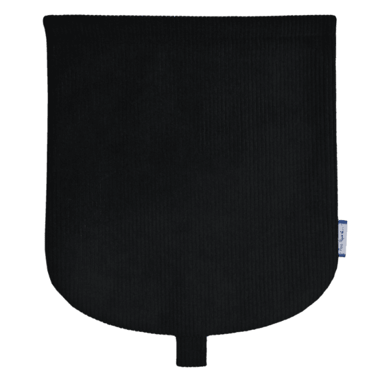 Flap of small shoulder bag black corduroy